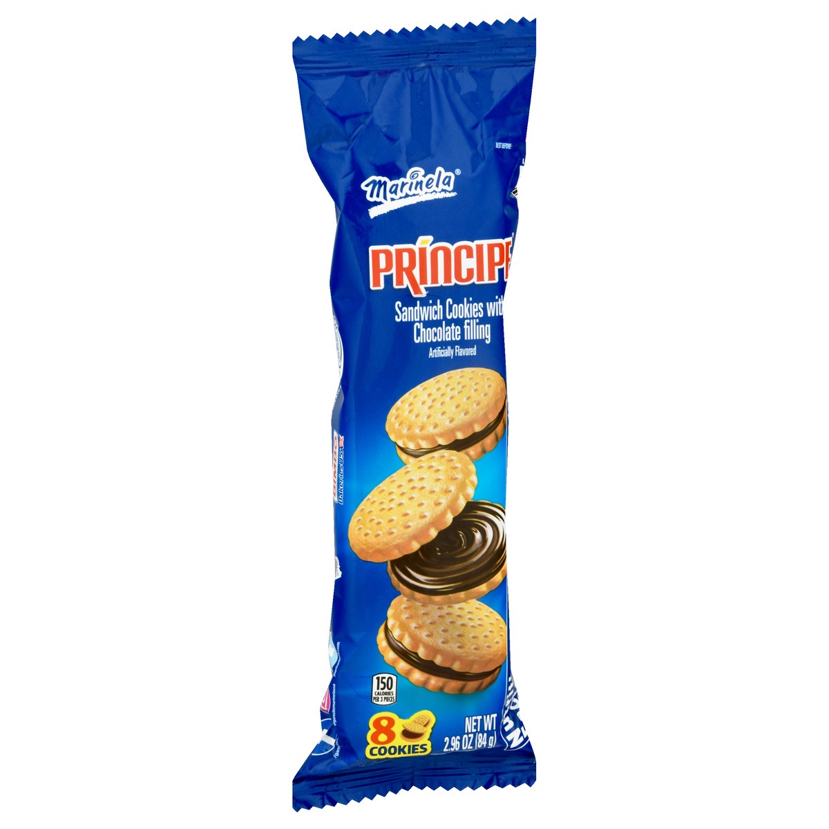 slide 9 of 12, Marinela Principe Chocolate Sandwich Cookies, 8 count, Cookies, 2.96 oz Bag, 8 ct