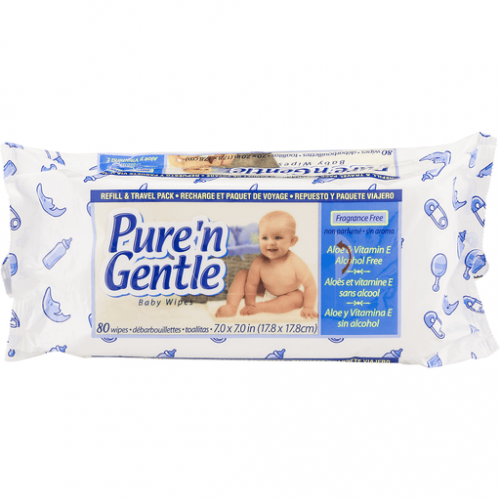 slide 1 of 1, Pure'n Gentle Baby Wipes, 80 ct