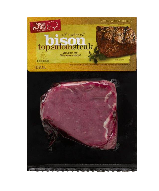slide 1 of 1, High Plains Bison High Plains 100% Natural Top Sirloin Steaks, 6 oz