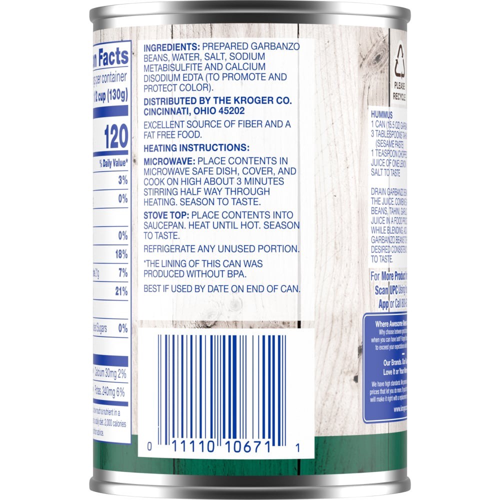 slide 2 of 4, Kroger Garbanzo Beans Chick Peas, 15.5 oz