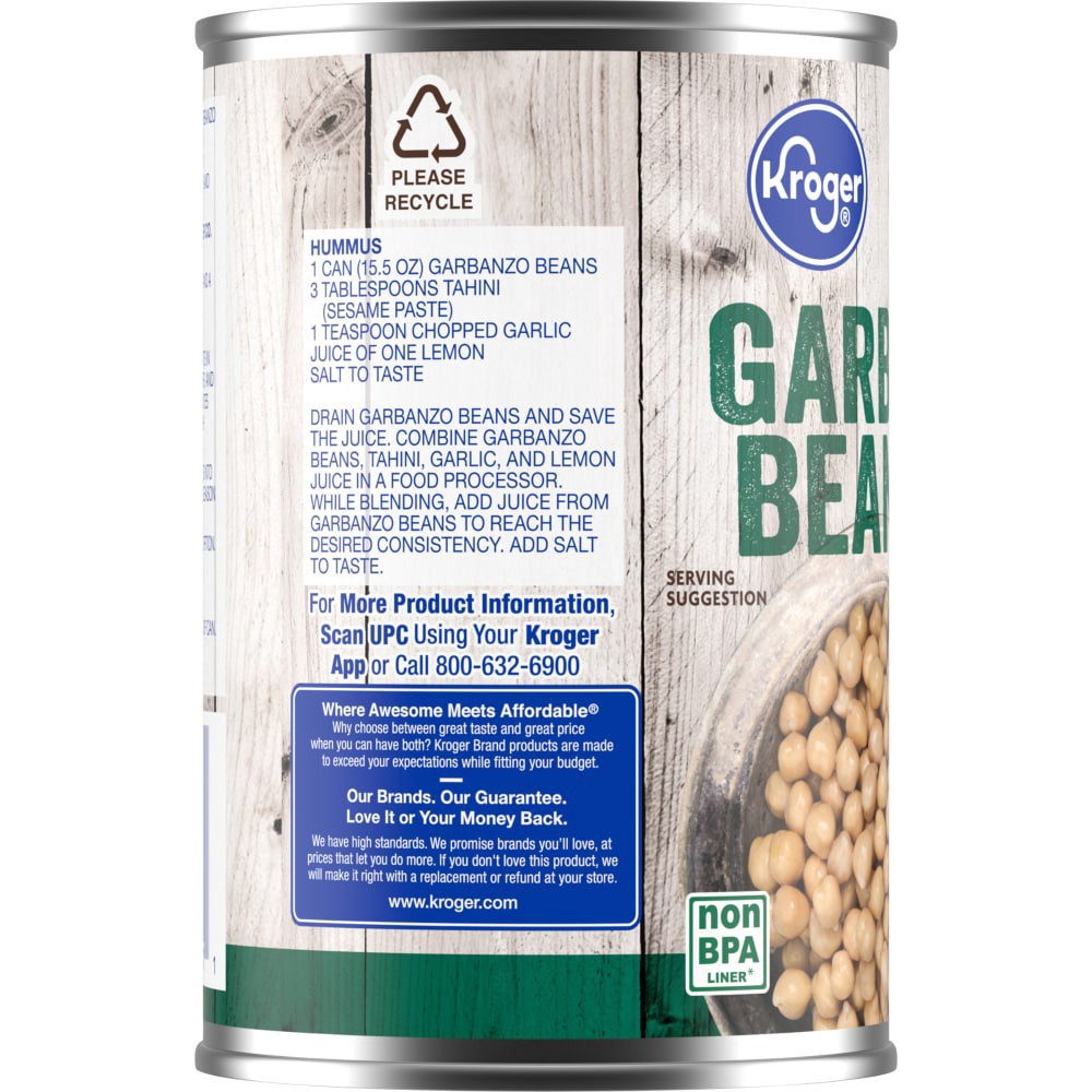 slide 4 of 4, Kroger Garbanzo Beans Chick Peas, 15.5 oz