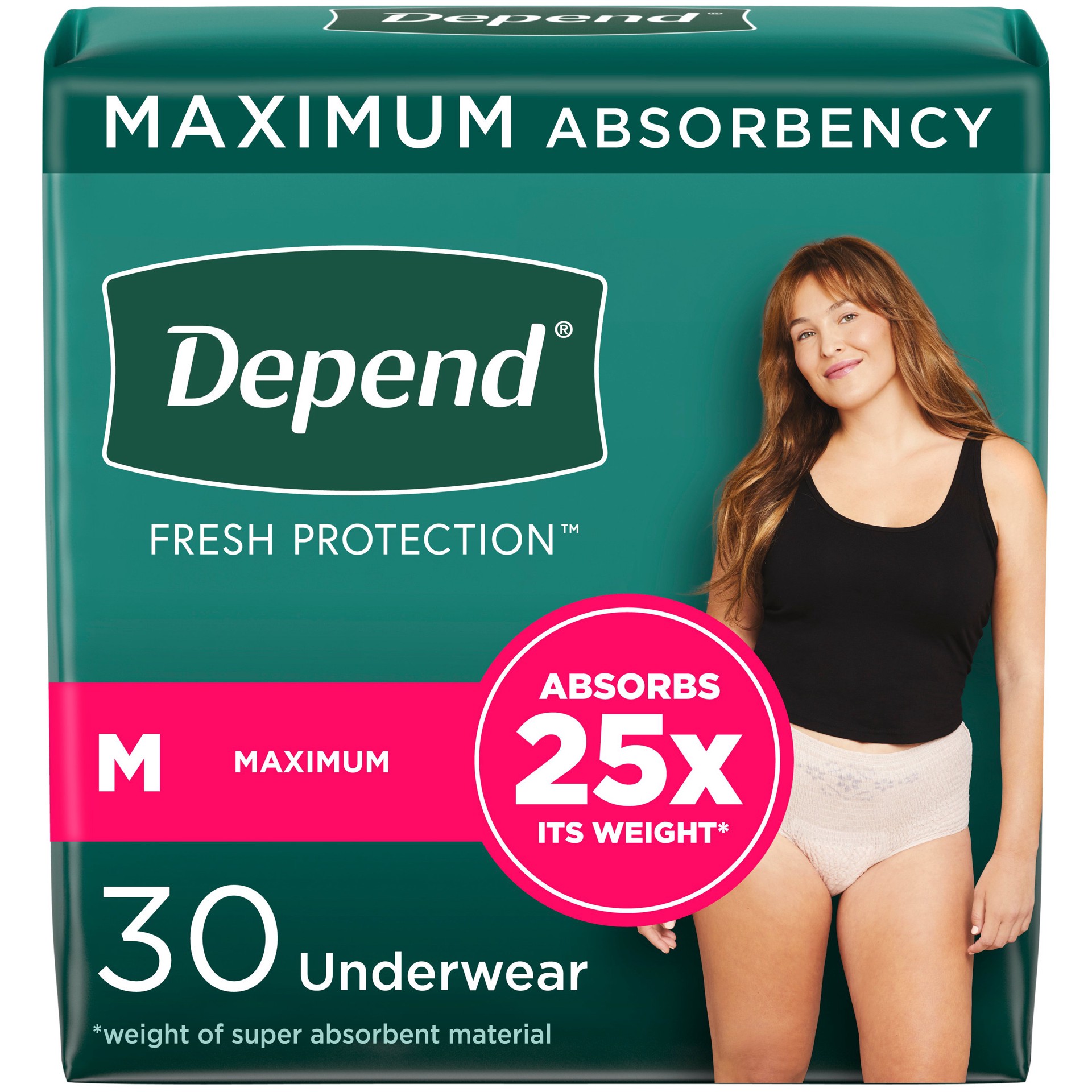 slide 1 of 5, Depend Fitflex Maximum Absorbency Medium Incontinence Underwear for Women, 30 ct