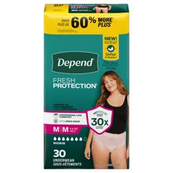 Depend Fresh Protection Adult Incontinence & Postpartum Bladder Leak Underwear for Women, Disposable, Maximum, Medium, Blush, 30 Count