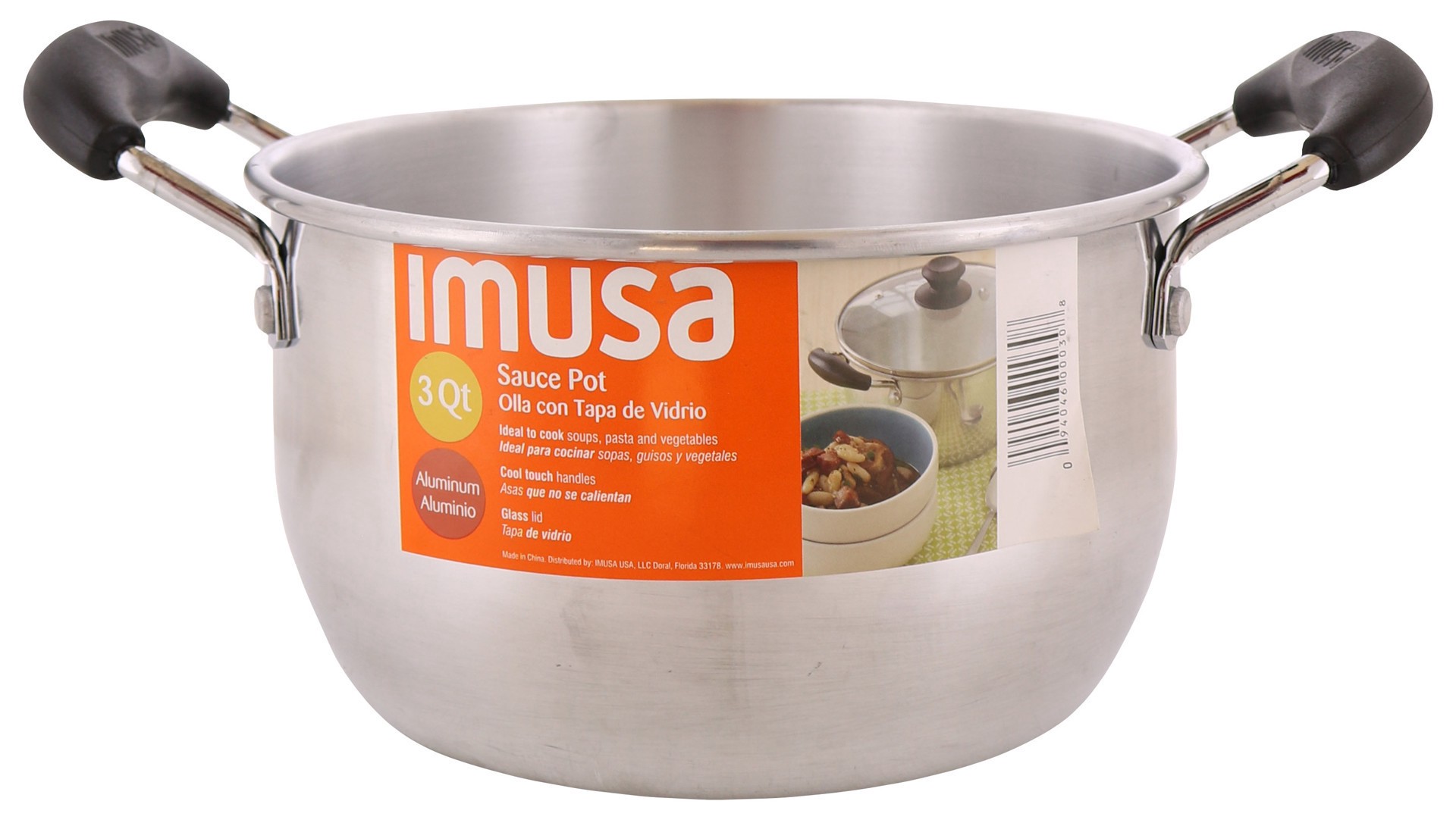 slide 1 of 1, IMUSA 3 Quart Aluminum Pot with Glass Lid, 1 ct