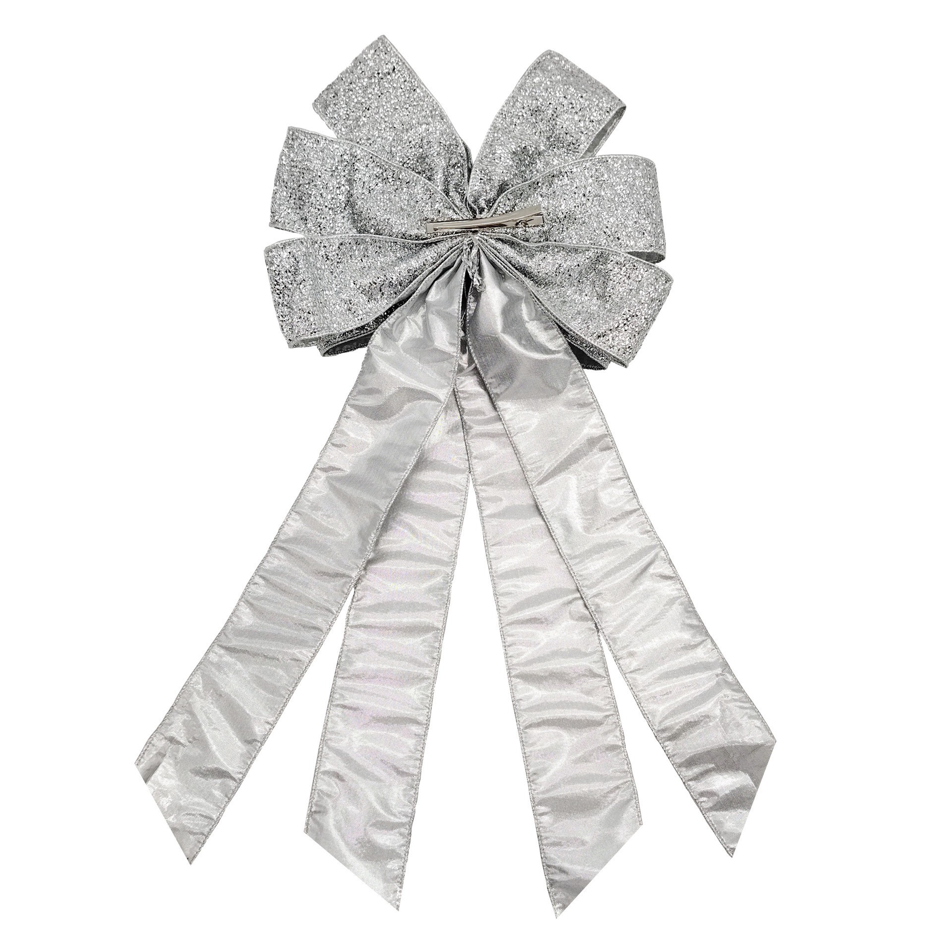 slide 4 of 4, 20.5" Silver Tinsel Tree Bow By Celebrate It, 11 in x 20.5 in