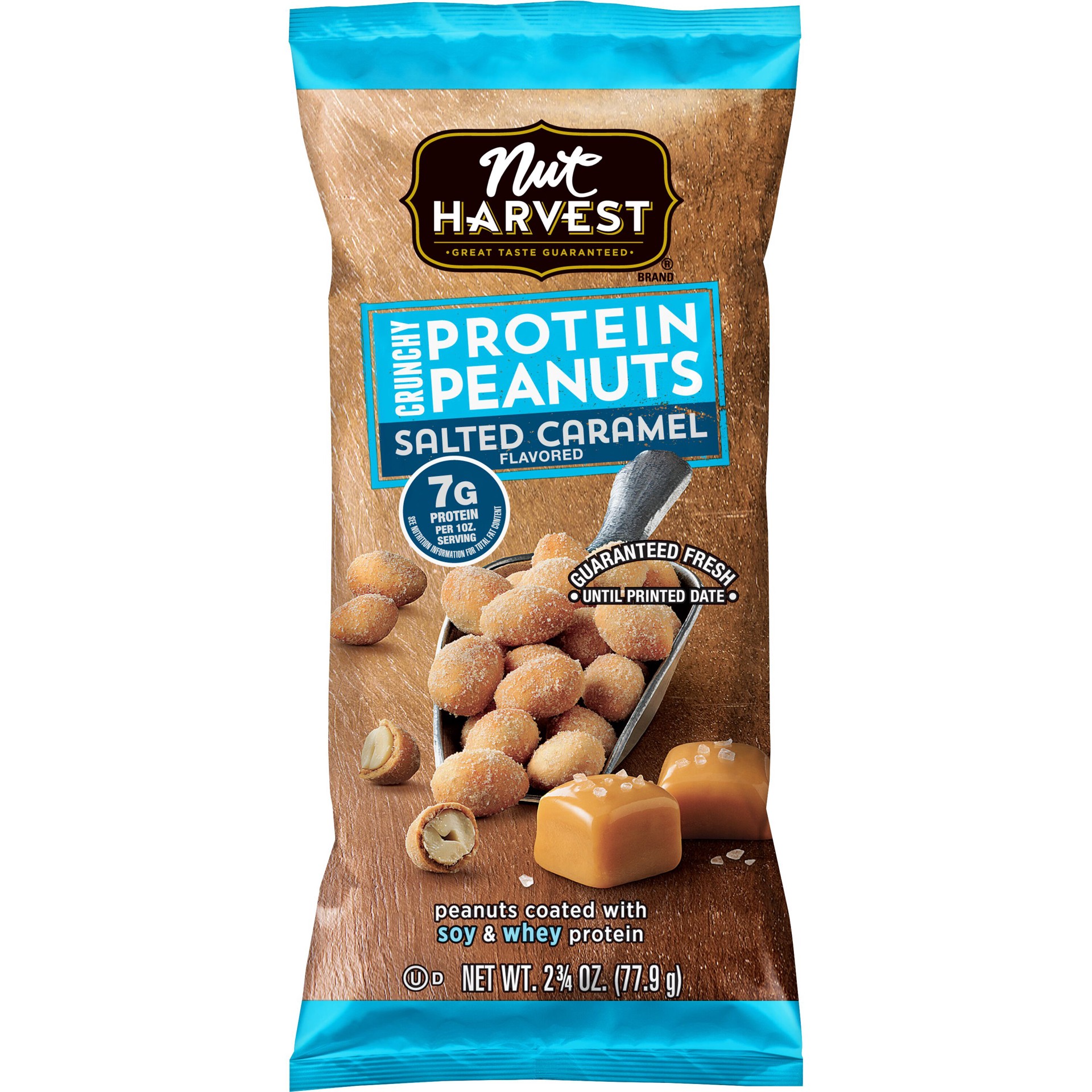 slide 1 of 3, Frito-Lay Nut Harvest Salted Caramel Crunchy Protein Peanuts 2.75 Ounce Plastic Bag, 2.75 oz