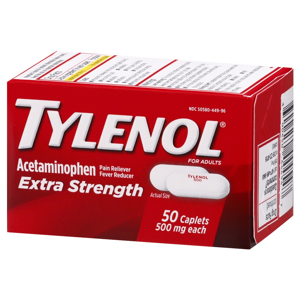 slide 3 of 9, Tylenol Extra Strength Caplets, 500 Mg, 50 ct