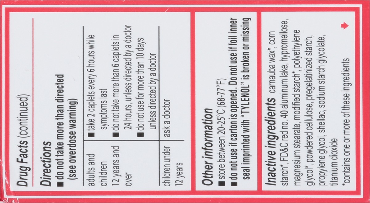slide 7 of 9, Tylenol Extra Strength Caplets, Fever Reducer and Pain Reliever, 500 mg, 50 Count, 50 ct