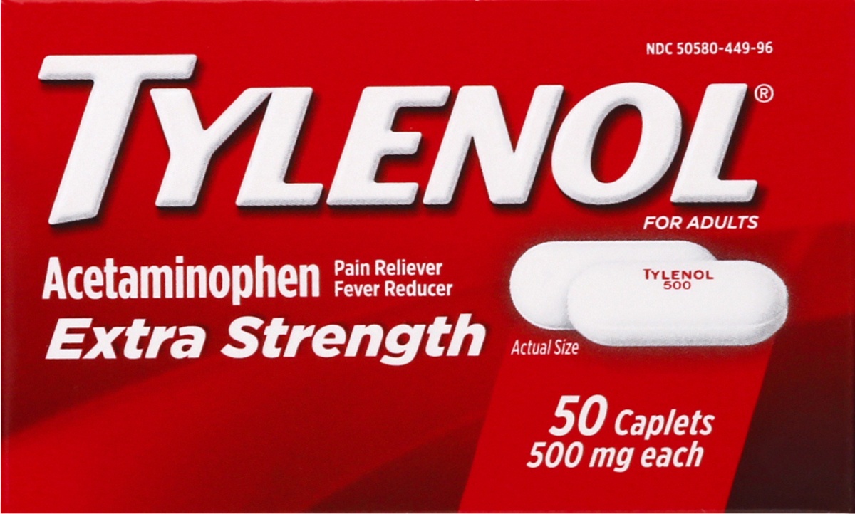 slide 8 of 9, Tylenol Extra Strength Caplets, 500 Mg, 50 ct