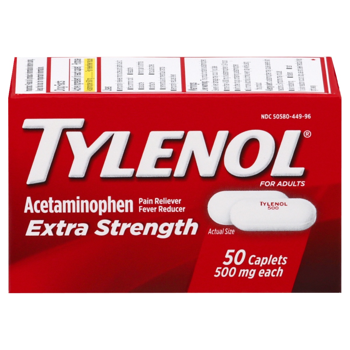 slide 1 of 9, Tylenol Extra Strength Caplets, 500 Mg, 50 ct