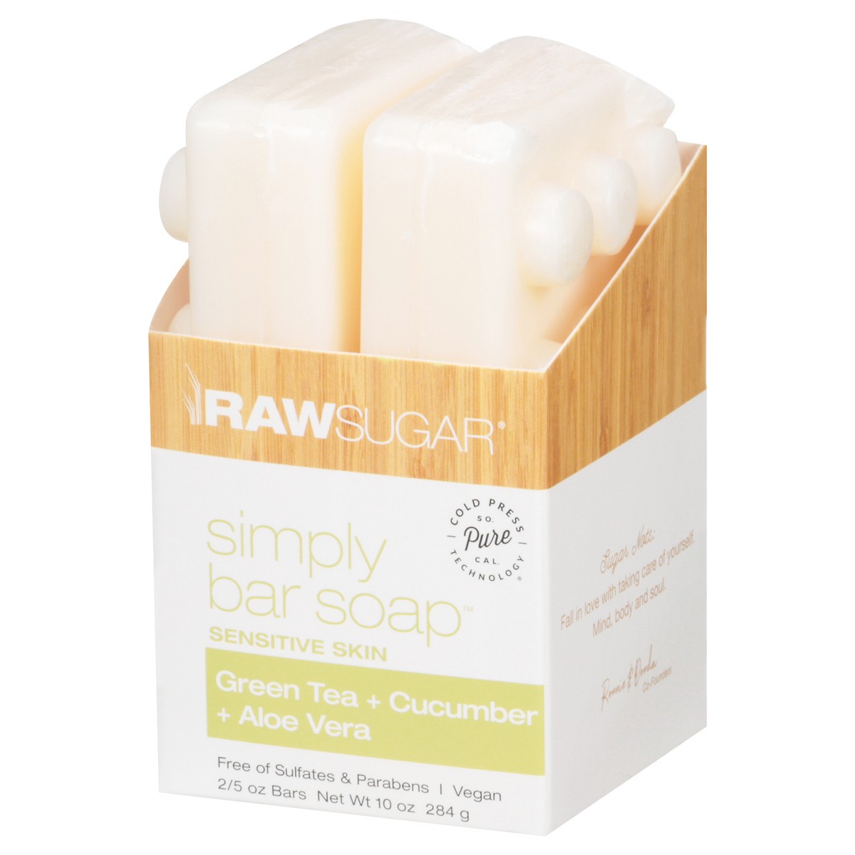 slide 3 of 9, Raw Sugar Sensitive Skin Simply Green Tea + Cucumber + Aloe Vera Bar Soap 2 - 5 oz Bars, 2 ct