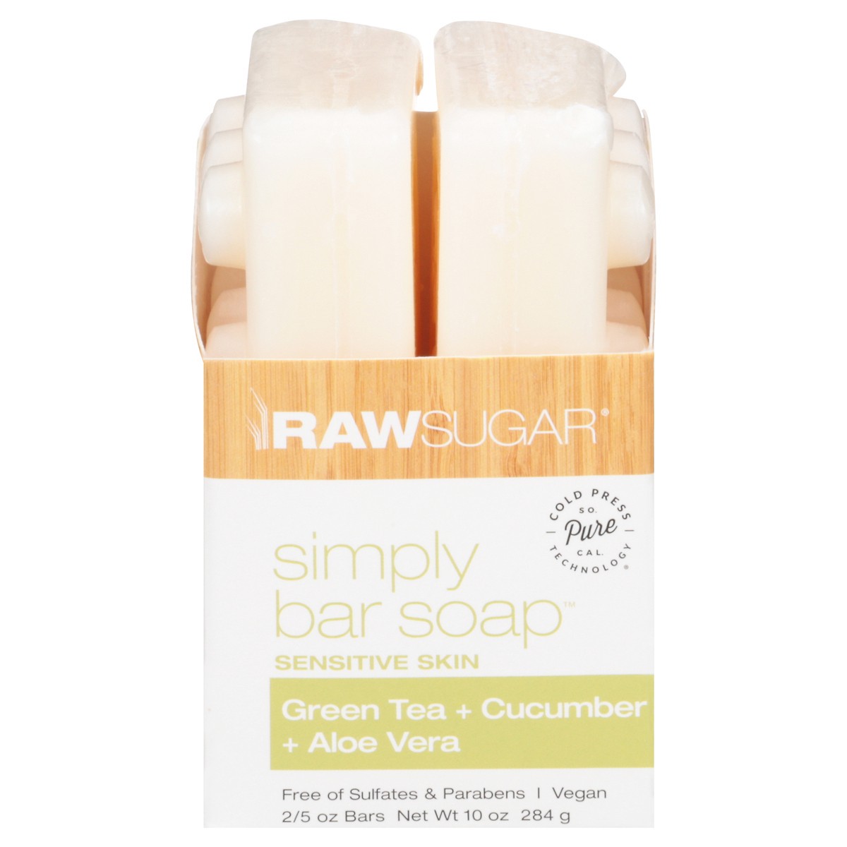 slide 1 of 9, Raw Sugar Sensitive Skin Simply Green Tea + Cucumber + Aloe Vera Bar Soap 2 - 5 oz Bars, 2 ct