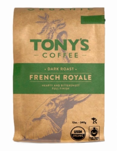 slide 1 of 1, Tony's Coffee Organic French Royale Dark Roast Coffee, 12 oz