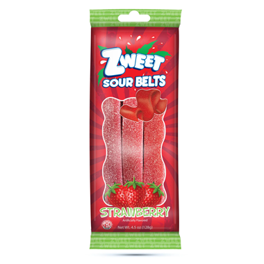 slide 1 of 1, Zweet Sour Belts Strawberry Go-Pack, 4.5 oz