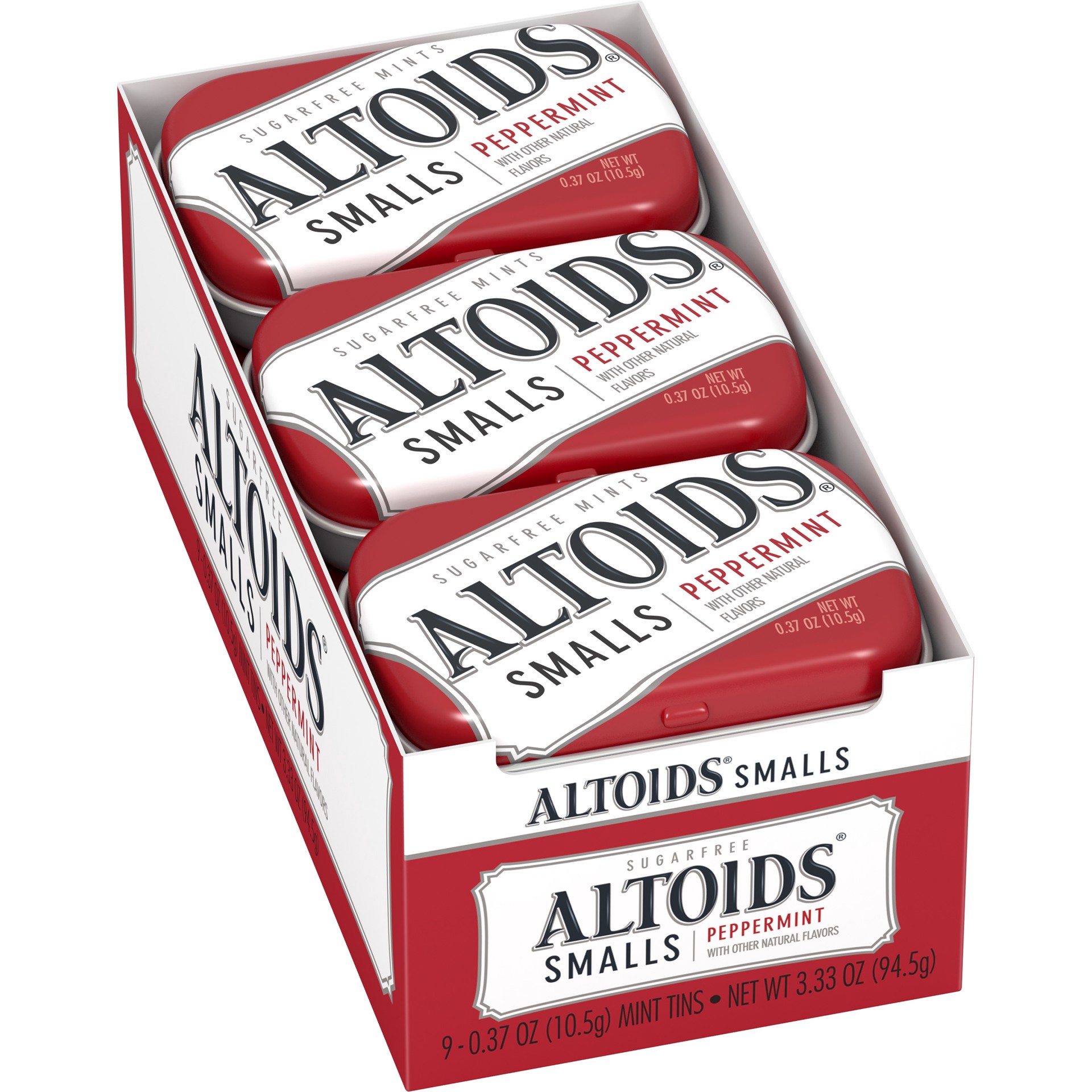 slide 1 of 5, ALTOIDS Small Peppermint Beath Mints Hard Candy Bulk, 0.37 oz Tin (9 Pack), 3.33 oz