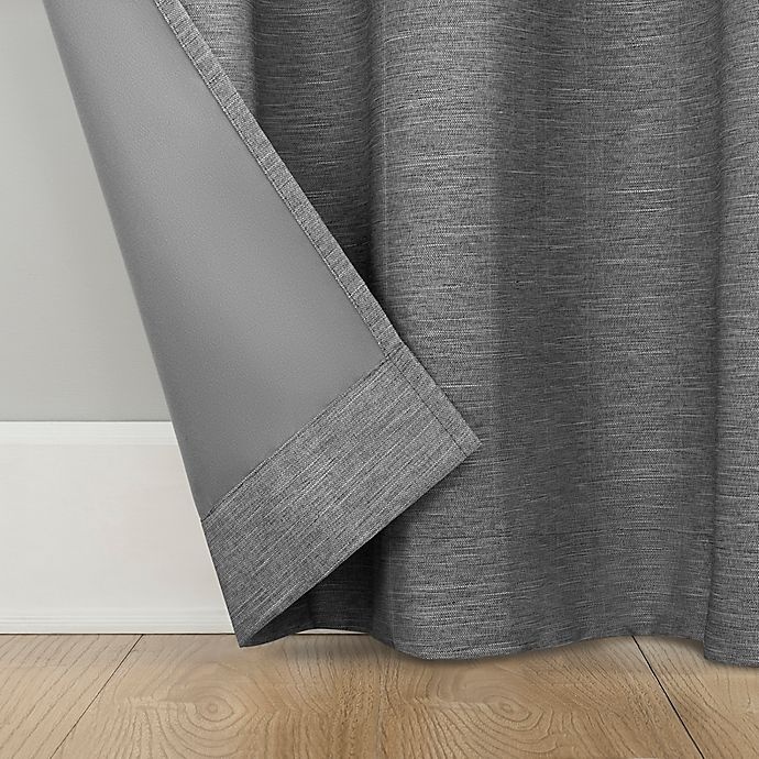 slide 6 of 8, Sun Zero Liam Heathered Strie Thermal Extreme Blackout Grommet Curtain Panel - Charcoal, 63 in