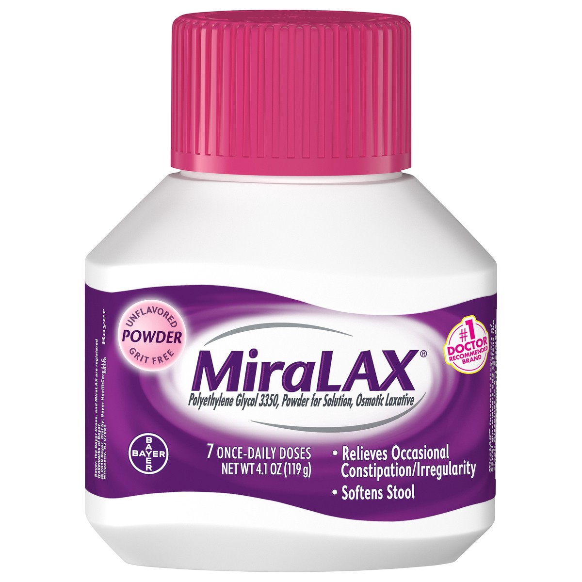 slide 2 of 8, Miralax Powder Unflavored Osmotic Laxative 4.1 oz Bottle, 4.1 oz