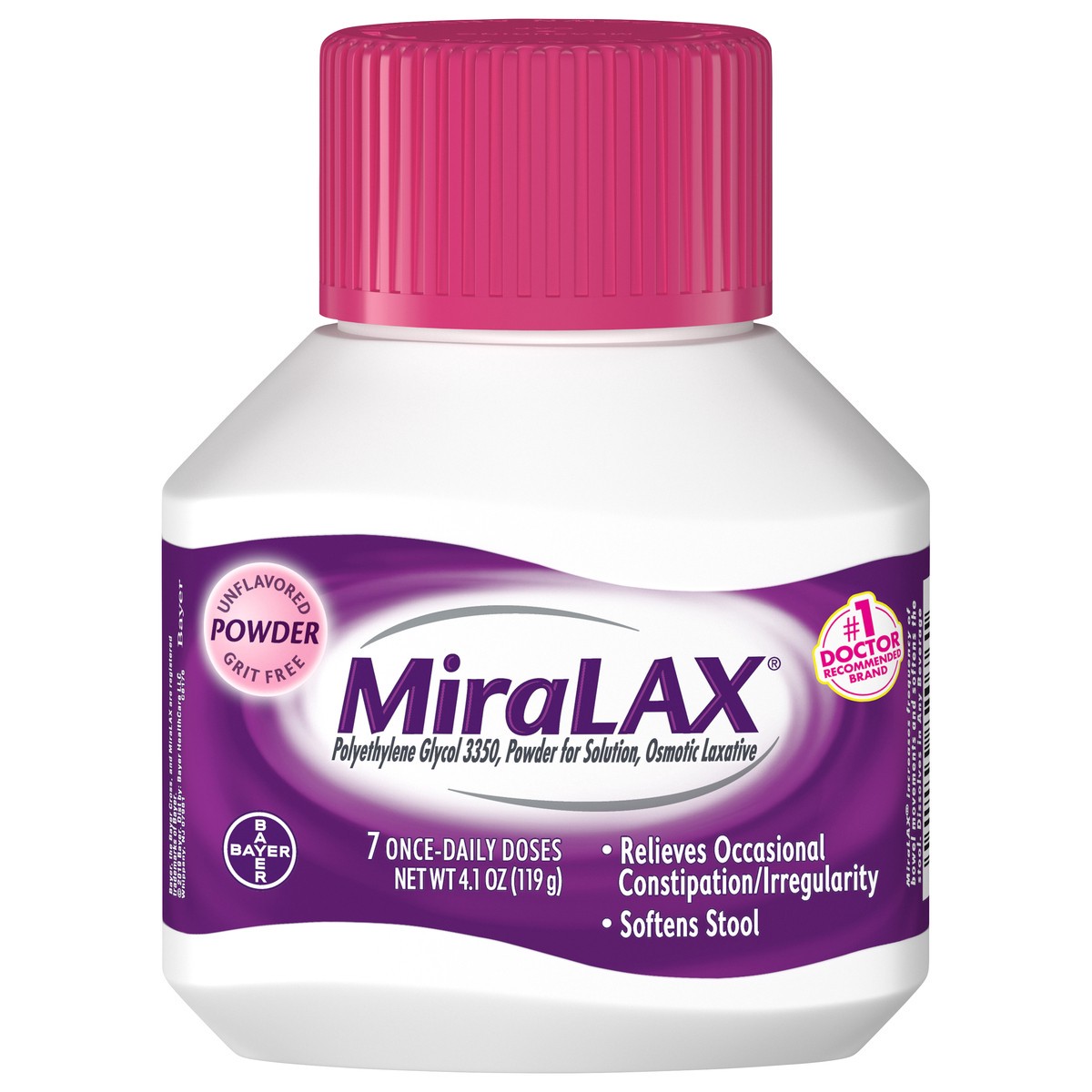 slide 1 of 8, Miralax Powder Unflavored Osmotic Laxative 4.1 oz Bottle, 4.1 oz