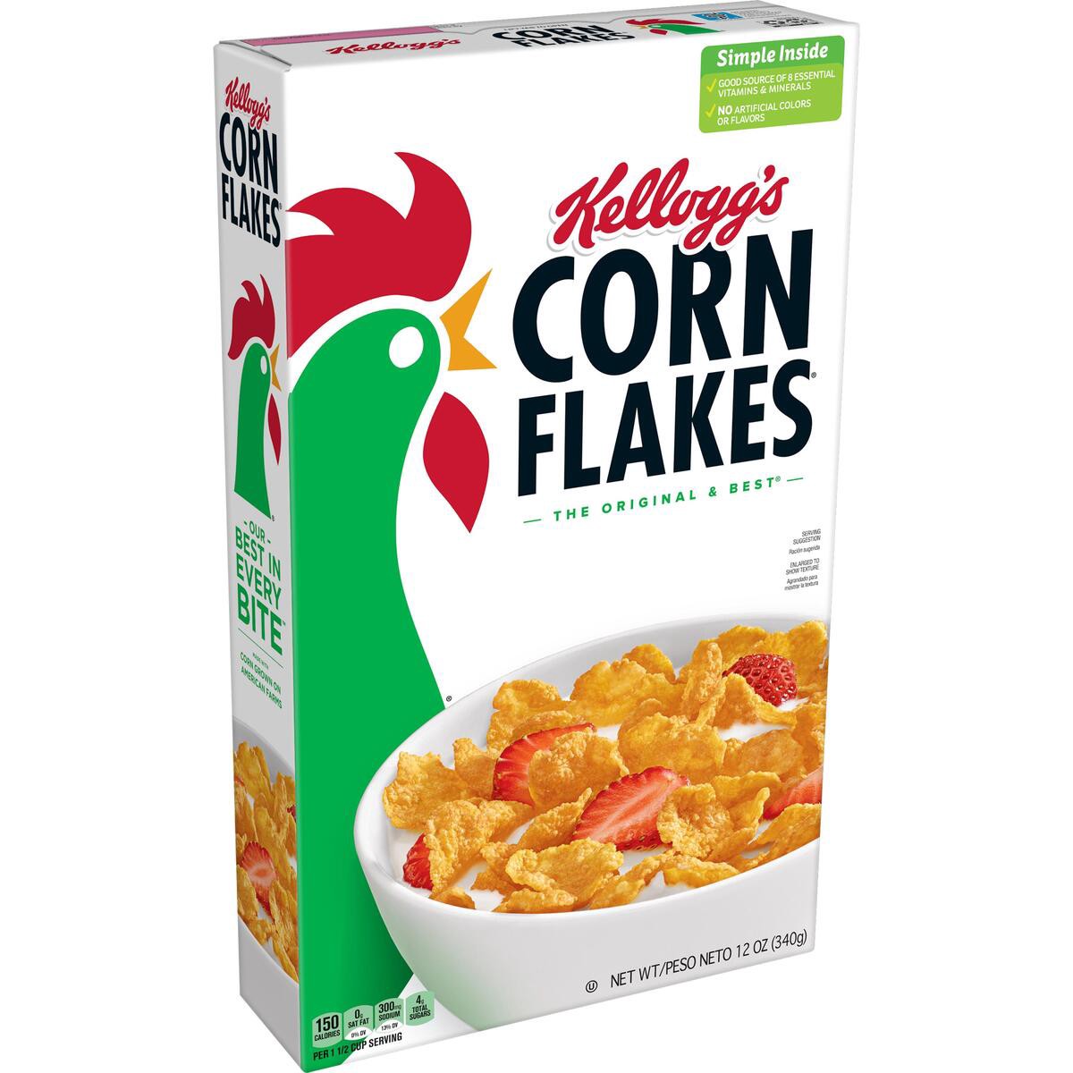 slide 8 of 9, Kellogg's Corn Flakes Breakfast Cereal Original, 12 oz