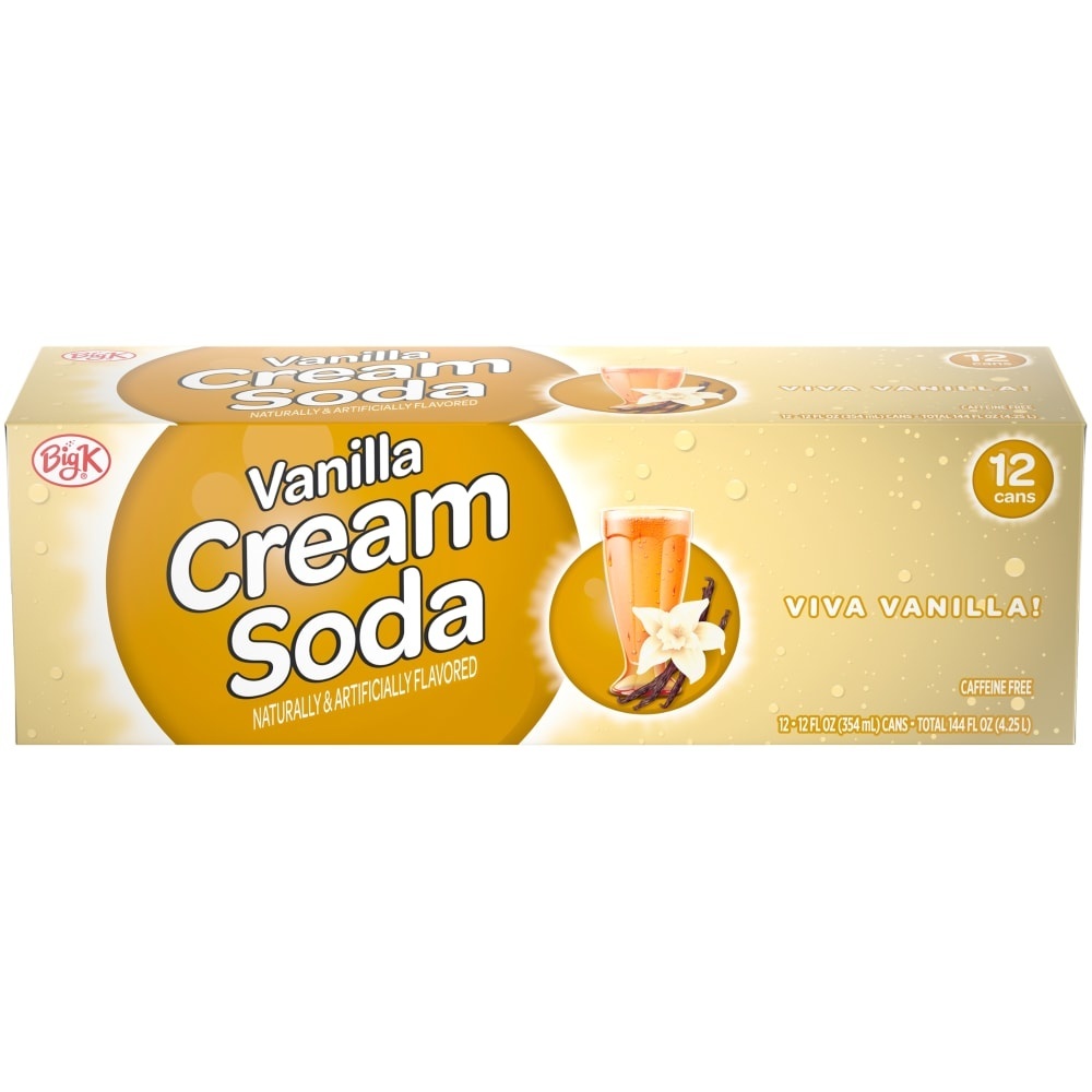 slide 1 of 1, Big K Vanilla Cream Soda, 12 ct; 12 fl oz