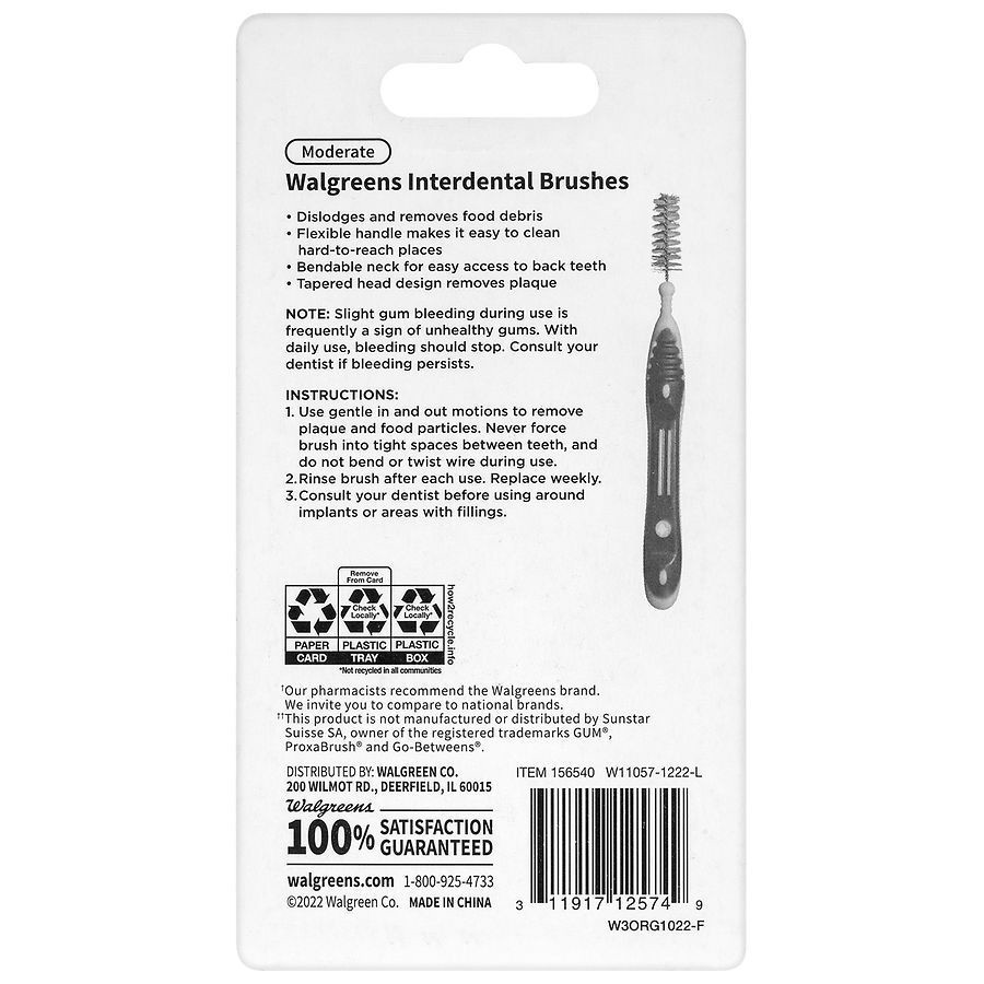 slide 2 of 4, Walgreens Interdental Brush Moderate, 10 ct