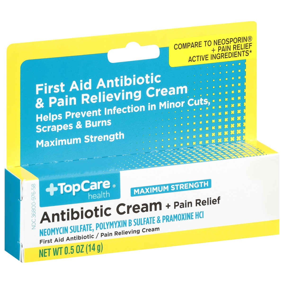 slide 2 of 9, TopCare Health Maximum Strength Antibiotic Cream + Pain Relief 0.5 oz, 0.5 oz