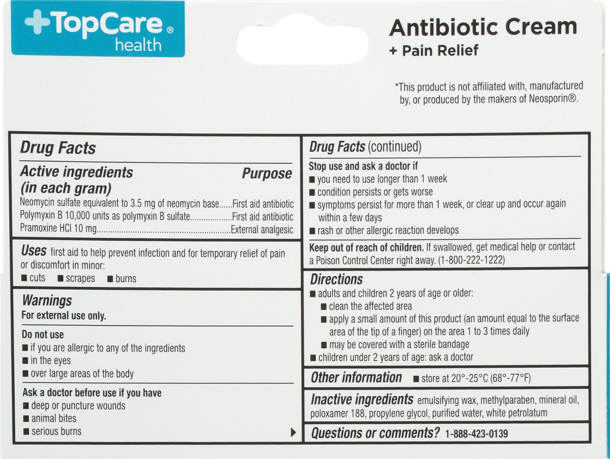 slide 4 of 9, TopCare Health Maximum Strength Antibiotic Cream + Pain Relief 0.5 oz, 0.5 oz