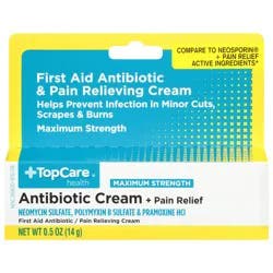 TopCare Health Maximum Strength Antibiotic Cream + Pain Relief 0.5 oz