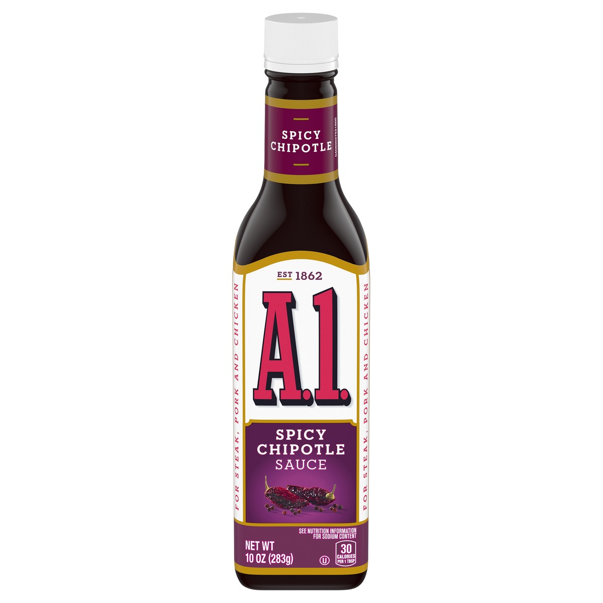 slide 1 of 12, A.1. Spicy Chipotle Sauce, 10 oz. Bottle, 10 oz