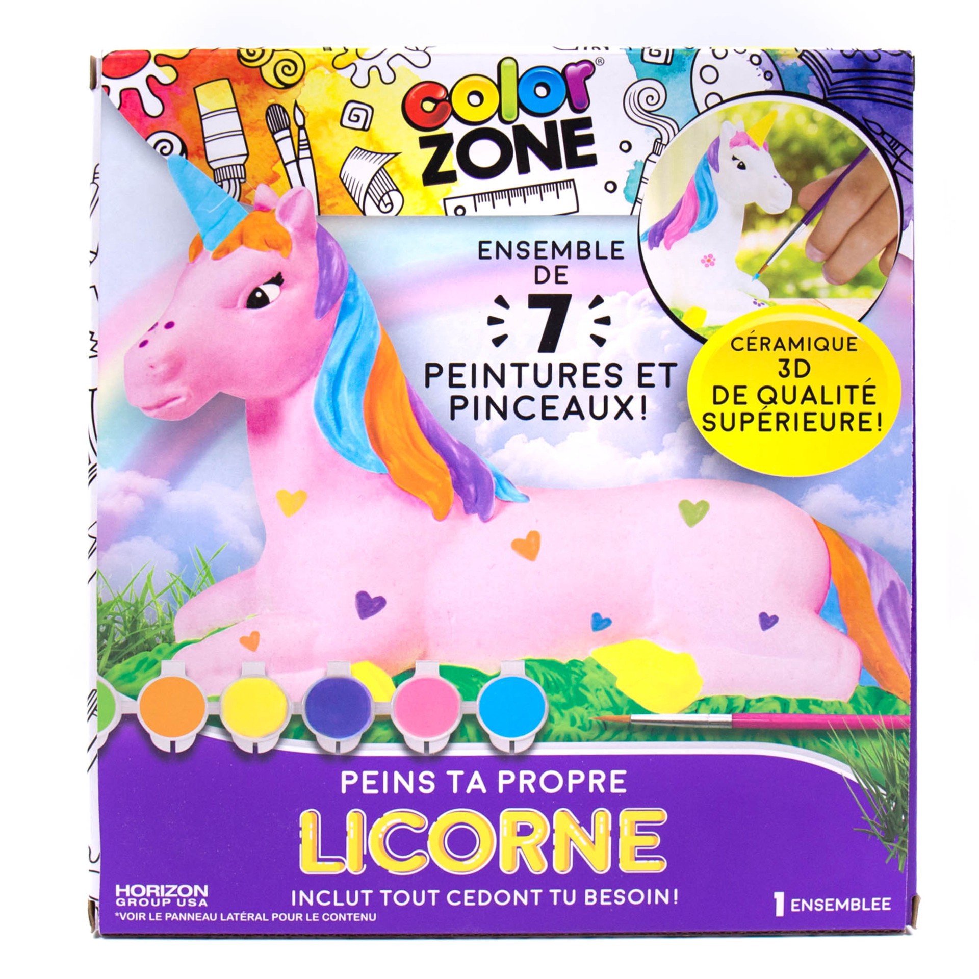 slide 4 of 5, Color Zone Paint Your Own Unicorn, 6.1 in x 2 in x 3.8 in
