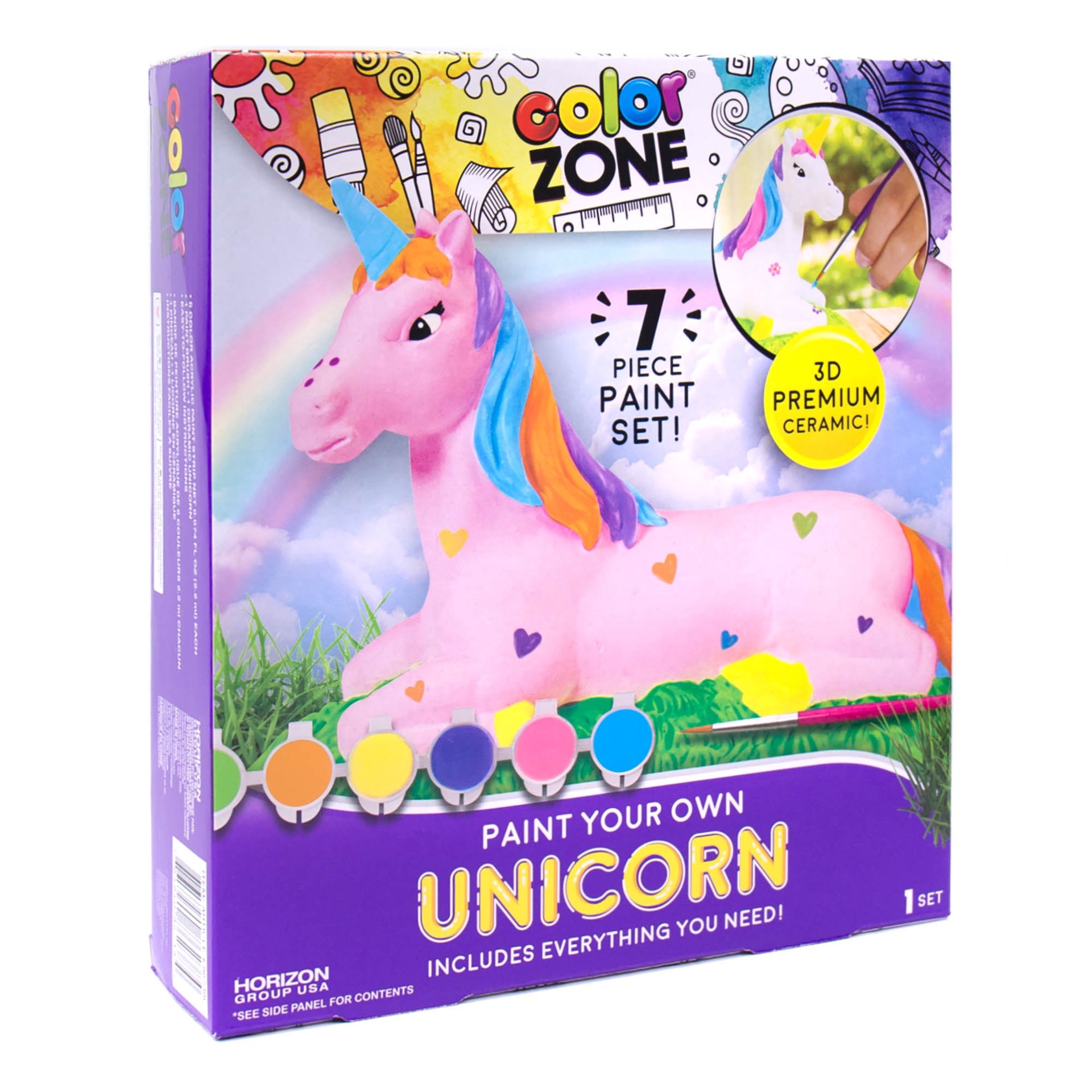 slide 5 of 5, Color Zone Paint Your Own Unicorn, 6.1 in x 2 in x 3.8 in