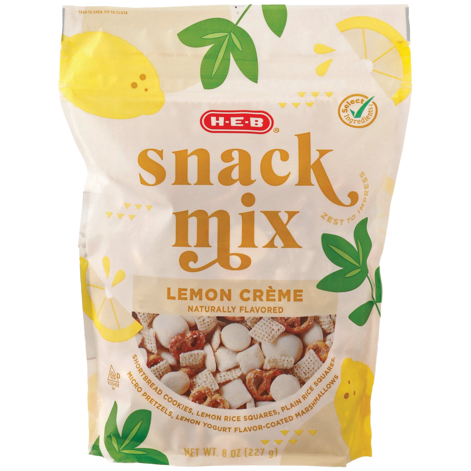 slide 1 of 1, H-E-B Select Ingredients Lemon Creme Snack Mix, 8 oz