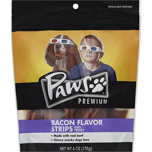 slide 2 of 2, Paws Happy Life Bacon Flavor Wavy Strips Dog Treats, 6 oz