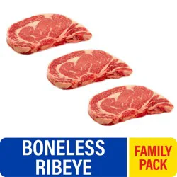 Choice Boneless Ribeye Beef Steak Family Pack, 1 lb