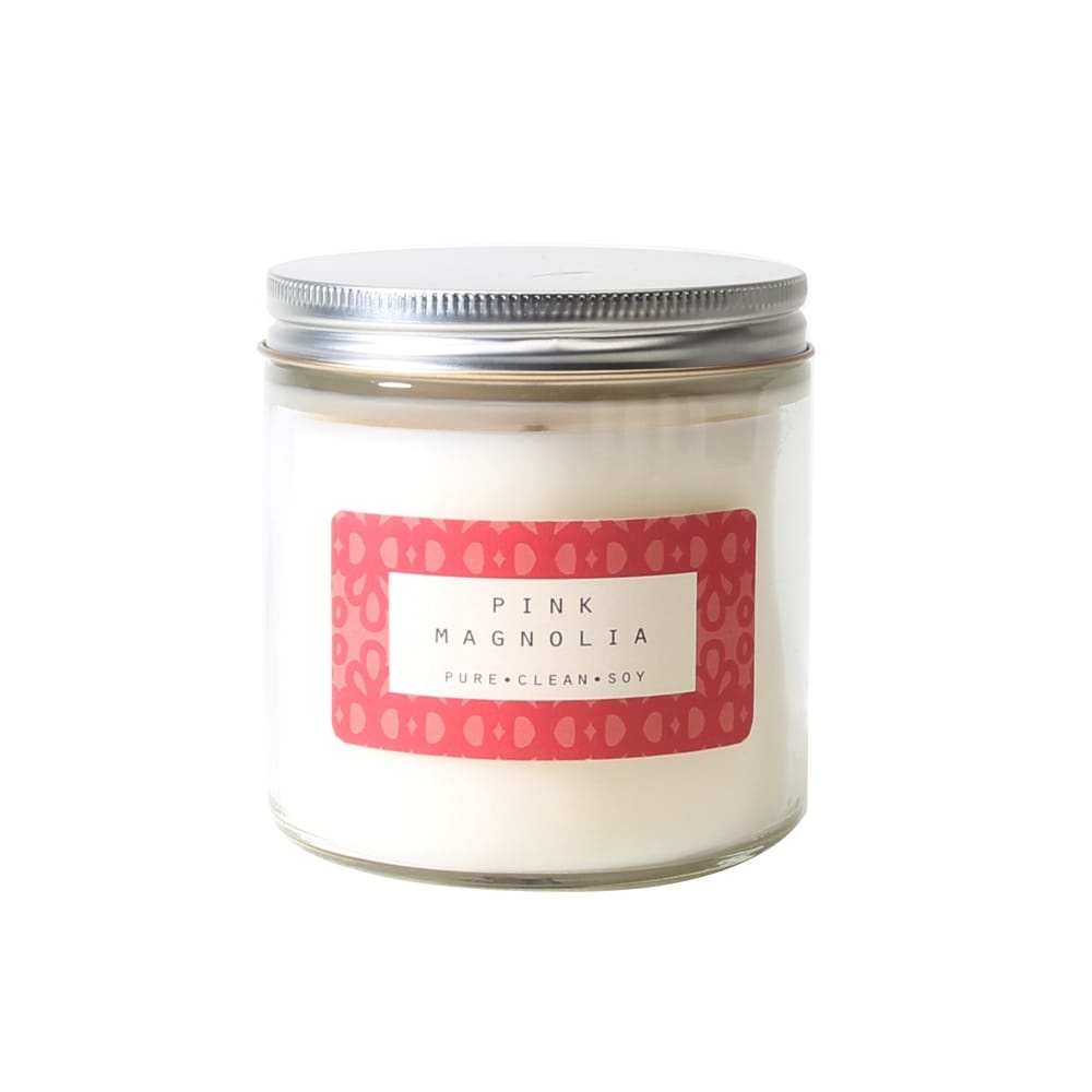 slide 1 of 1, Pure Clean Soy Pink Magnolia Clear Jar Candle - Ivory - 10.5 Ounce, 10 oz