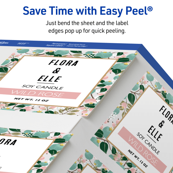 slide 6 of 9, Avery Printable Labels With Sure Feed, Square, 3"" X 3"", Matte White, Pack Of 150, 150 ct