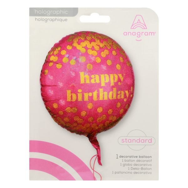 slide 1 of 1, Mayflower 18 Inch Happy Birthday Dotty Holographic Foil, 1 ct