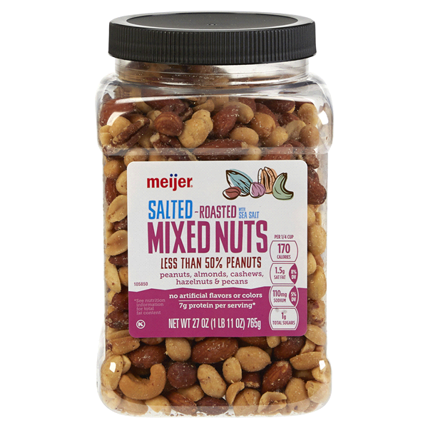 slide 1 of 5, Meijer Salted Roasted Mixed Nuts, 27 oz