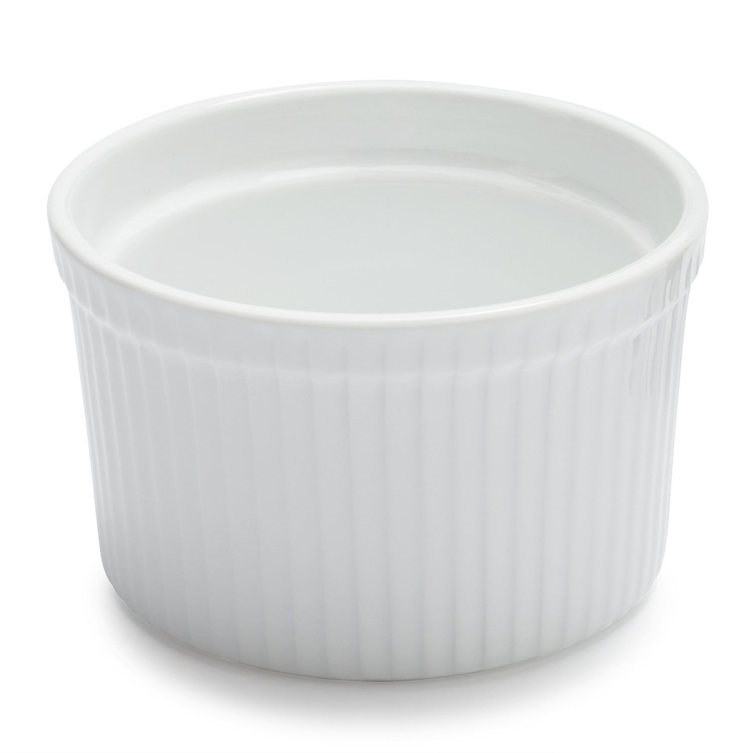 slide 1 of 1, Sur La Table Porcelain Round Souffl Dish with Ribbed Sides, 18 oz