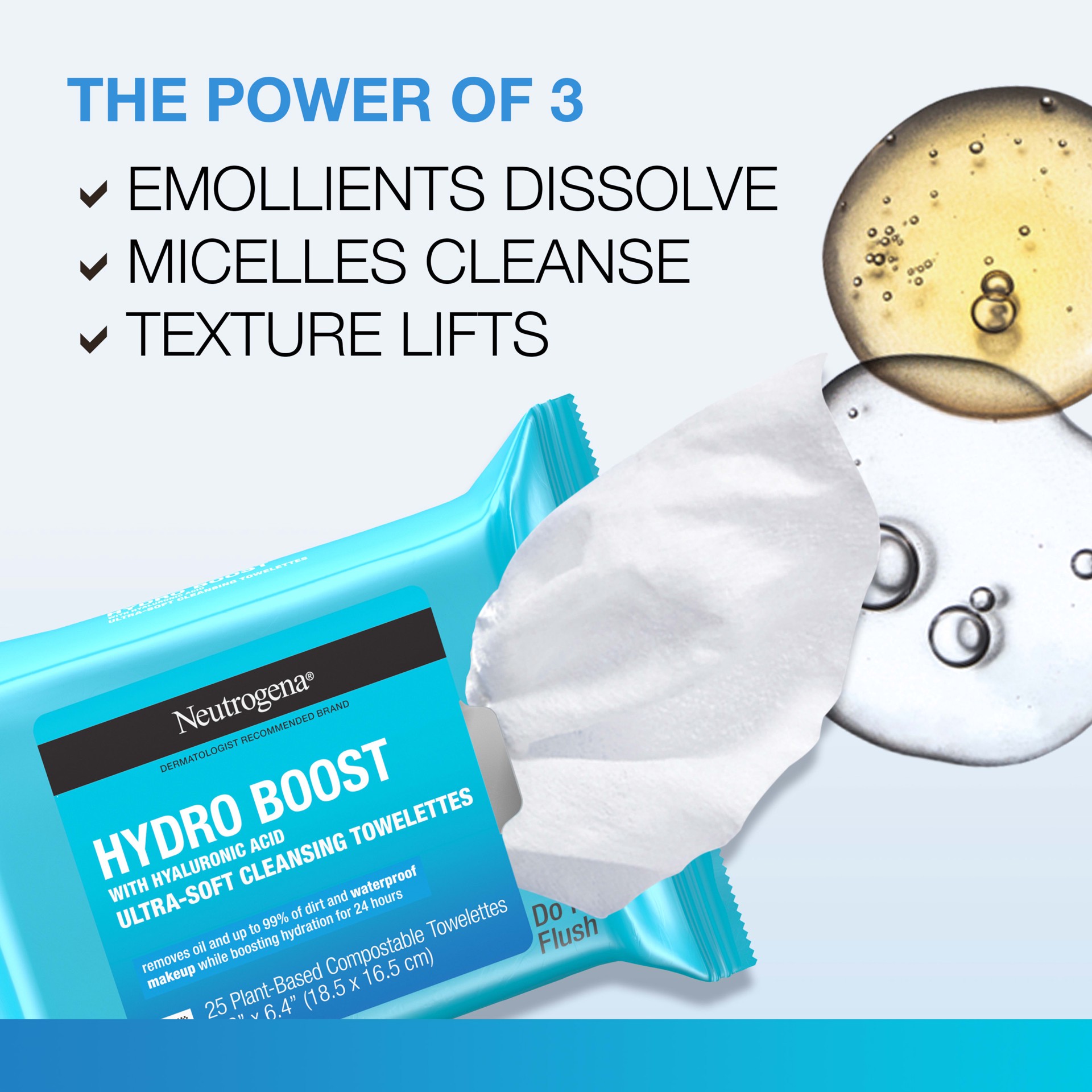 slide 8 of 9, Neutrogena Hydro Boost Face Cleansing Makeup Wipes with Hyaluronic Acid - 25 ct, 25 ct