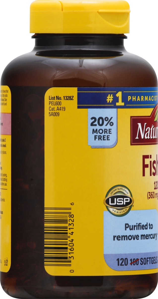 slide 13 of 13, Nature Made Fish Oil 1200mg, 120 Softgels, Fish Oil Omega 3 Supplement For Heart Health, 100 ct