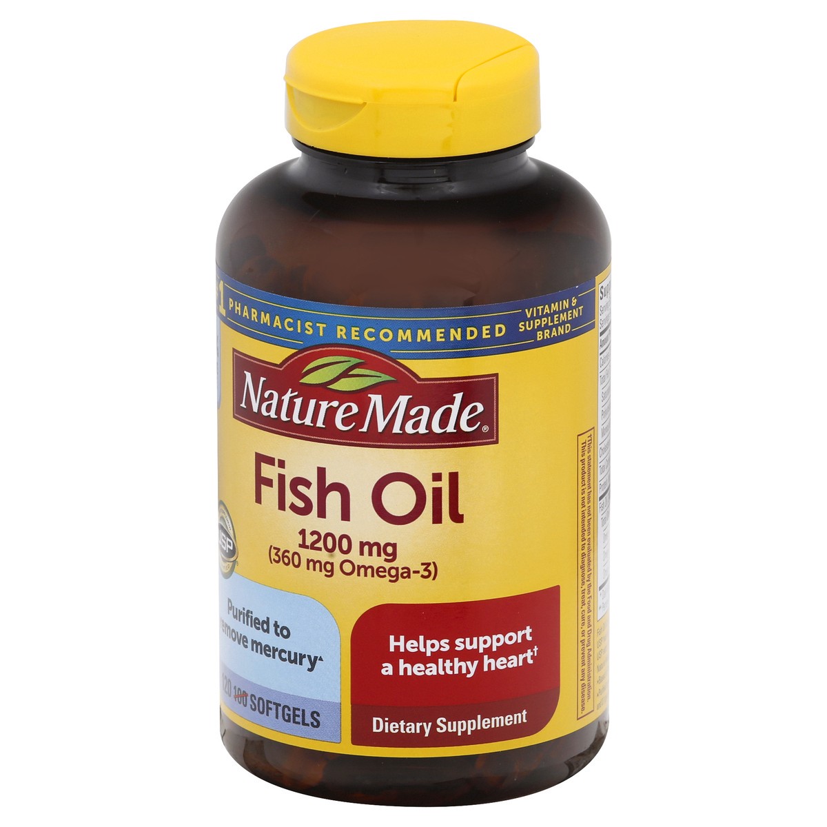 slide 7 of 13, Nature Made Fish Oil 1200mg, 120 Softgels, Fish Oil Omega 3 Supplement For Heart Health, 100 ct