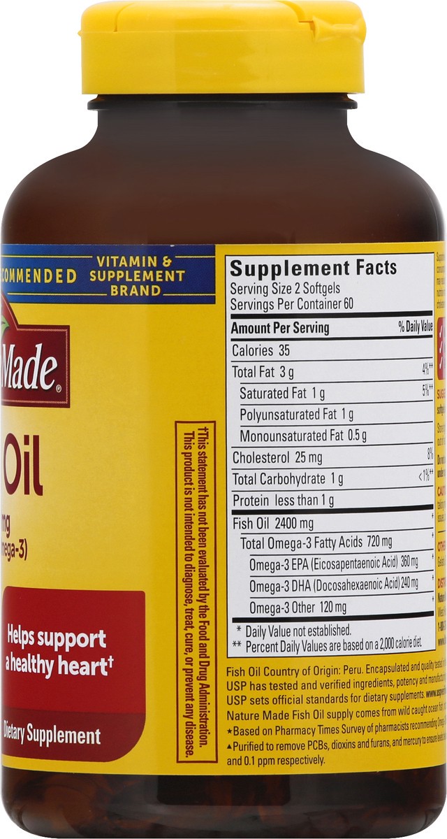 slide 12 of 13, Nature Made Fish Oil 1200mg, 120 Softgels, Fish Oil Omega 3 Supplement For Heart Health, 100 ct