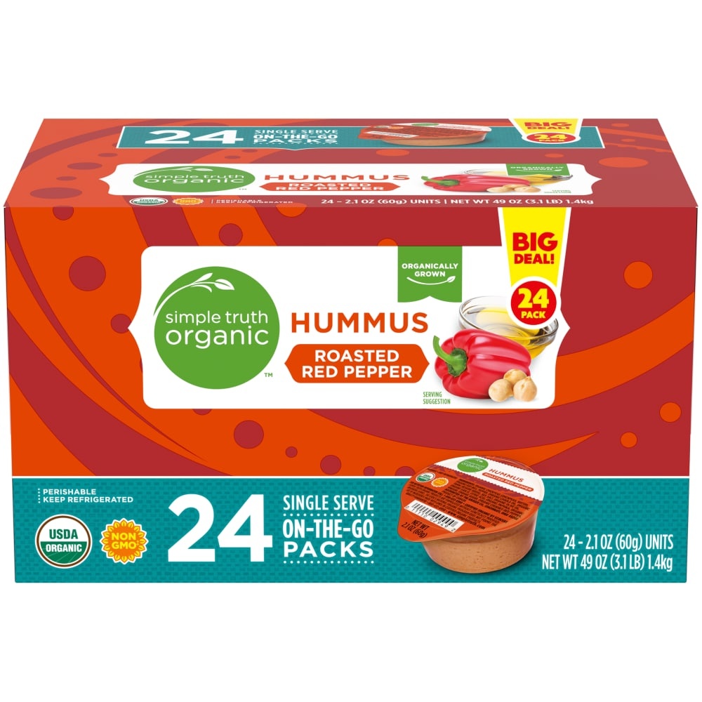 slide 1 of 1, Simple Truth Organic Roasted Red Pepper Hummus, 24 ct