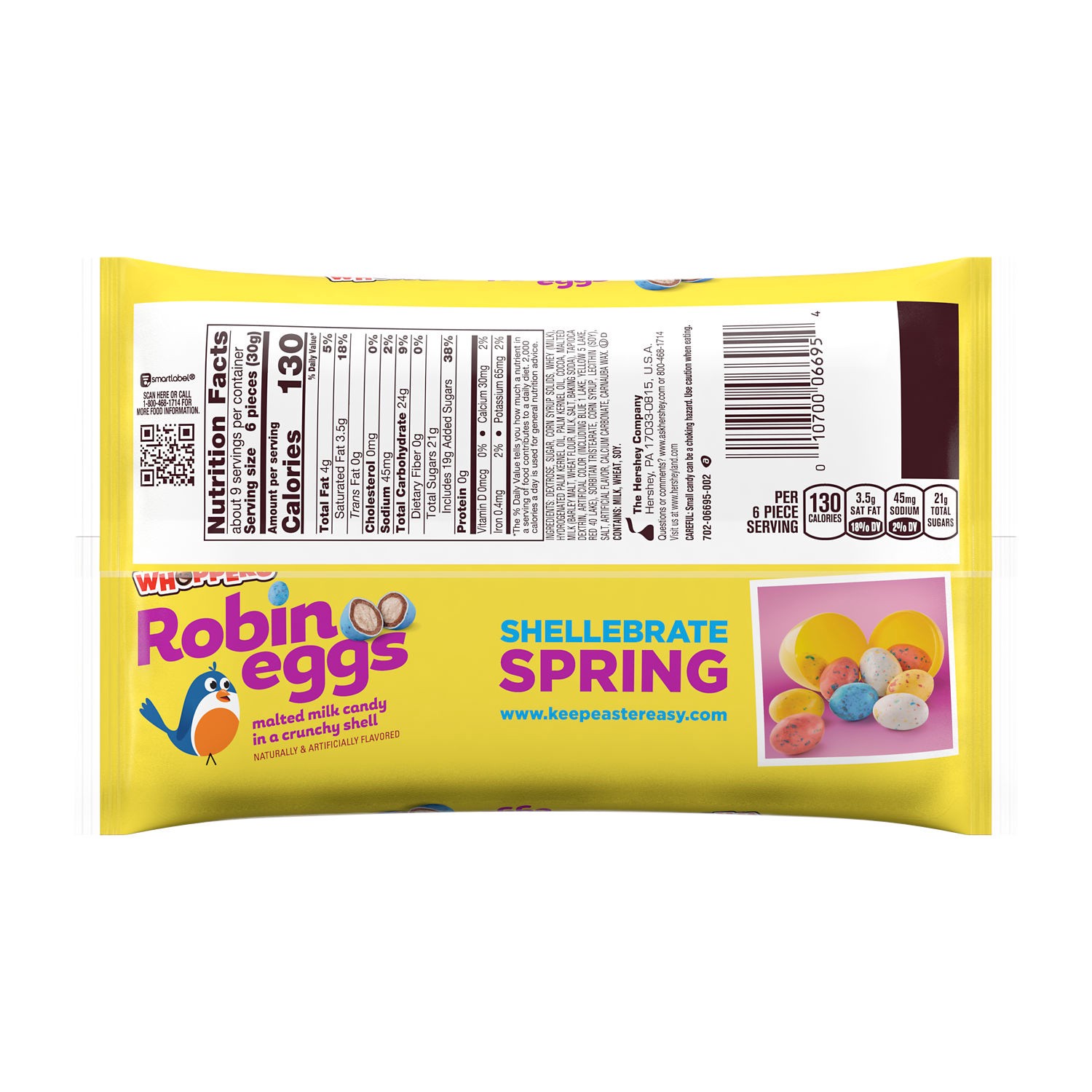 slide 3 of 8, WHOPPERS Robin Eggs Malted Milk Balls, Easter Candy Bag, 9 oz, 9 oz