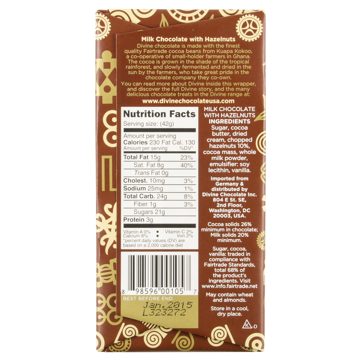 slide 2 of 2, Divine Hazelnut Milk Chocolate Bar, 3.5 oz