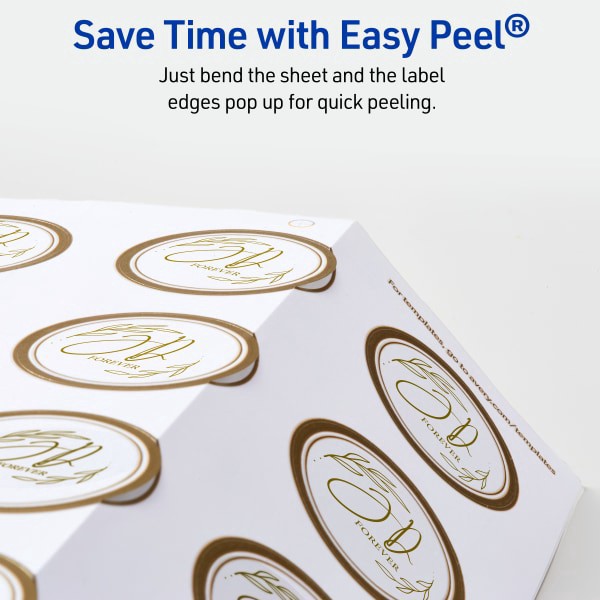 slide 4 of 10, Avery Printable Labels With Metallic Border, Round, 2"" Diameter, Matte White/Gold, Pack Of 120, 120 ct