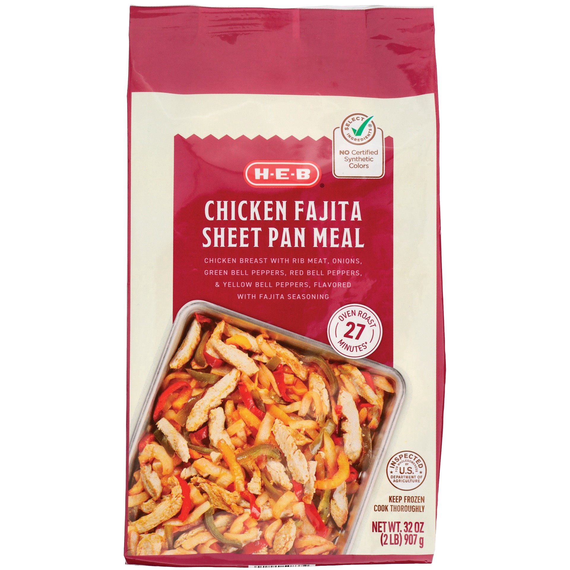 slide 1 of 1, H-E-B Frozen Sheet Pan Meal - Chicken Fajita, 32 oz