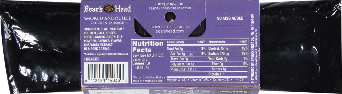 slide 8 of 9, Boar's Head Andouille Chicken Sausage, 
