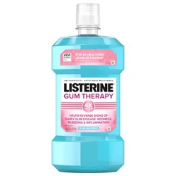 Listerine Gum Therapy Antiplaque & Anti-Gingivitis Mouthwash, Oral Rinse to Help Reverse Signs of Early Gingivitis like Bleeding Gums, ADA Accepted, Glacier Mint, 1 L
